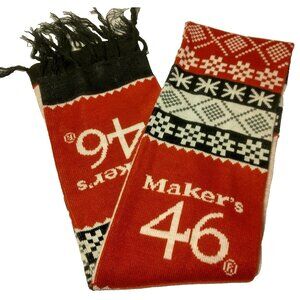 Makers Mark No 46 Scarf Knit Acrylic Fringe Fair Isle Snowflake Winter Bourbon